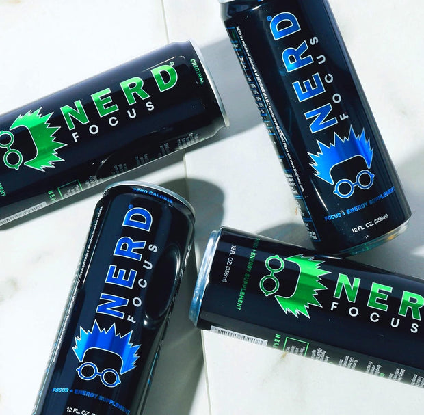 Nerd Focus Zero Calorie Drink | Nootropic Mind Boost & Pre Workout Drink | Sugarfree & Calorie-Free Energy | Mental Clarity, Focus, Performance | Lightly Carbonated | Refreshing Flavor