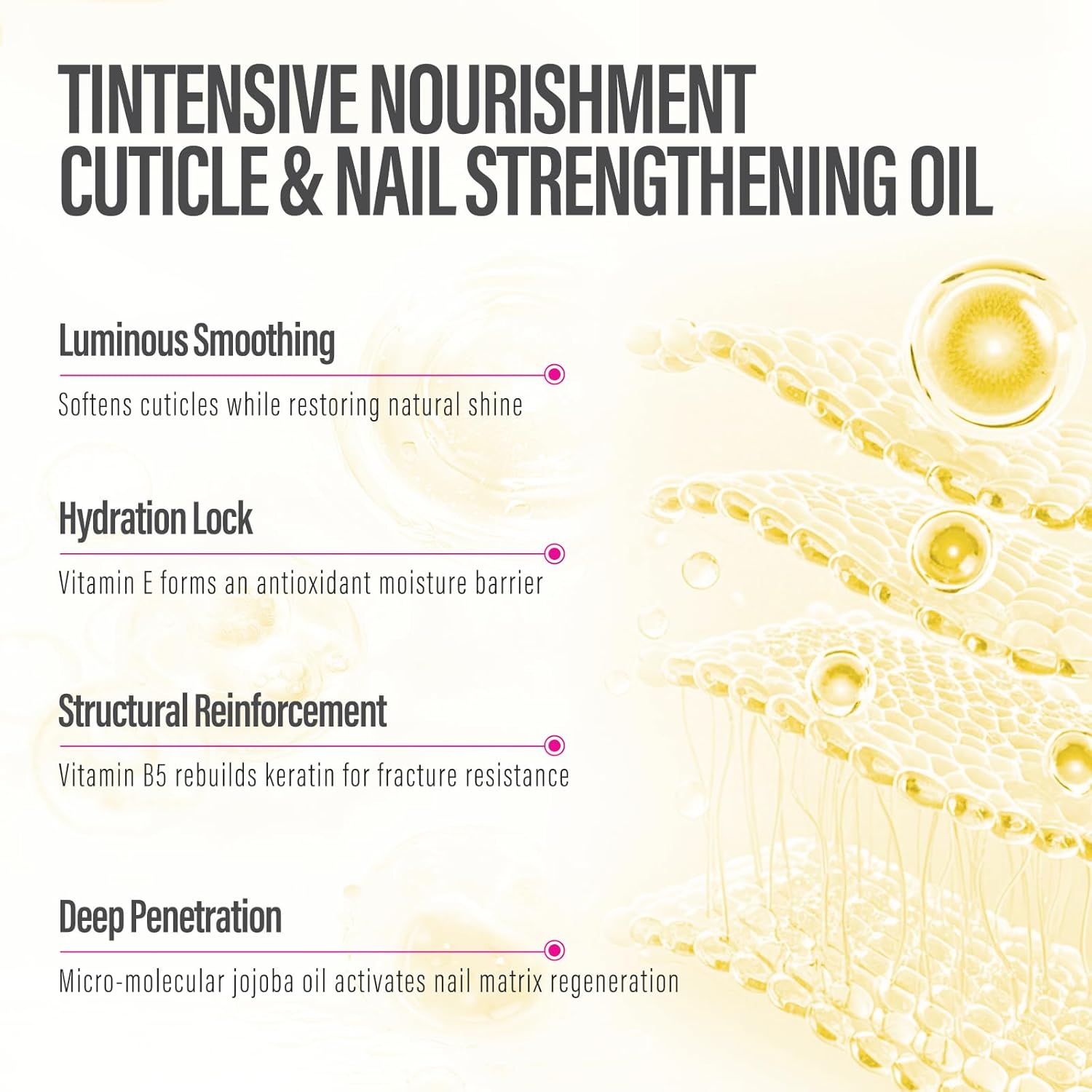 CHUCHU Nail Growth and Strengthener Oil for Cuticle - Pineapple Scent Cuticle Oil Repair Moisturizing Treatment - Natural Jojoba Vitamin B & E Nail Oil for Dry Cracked Nails