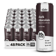 Slate Milk - High Protein Milk Shake - Classic Chocolate - Lactose Free, 20g Protein, 1g Sugar, 100 Calories, 2g Net Carbs, No Added Sugar - Natural, Breakfast Boost, Post Workout - 11 fl oz, 24 Cans