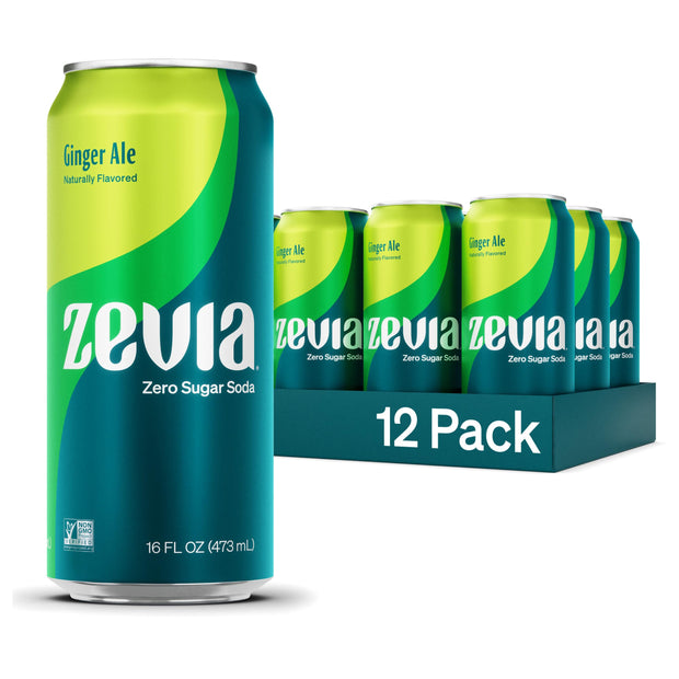 Zevia Zero Sugar Soda, Salted Caramel, 12 oz Cans (6-Pack) – Caffeine Free, Naturally Sweetened, No Calorie Soda - Non-GMO Project Verified, Gluten-Free, Vegan