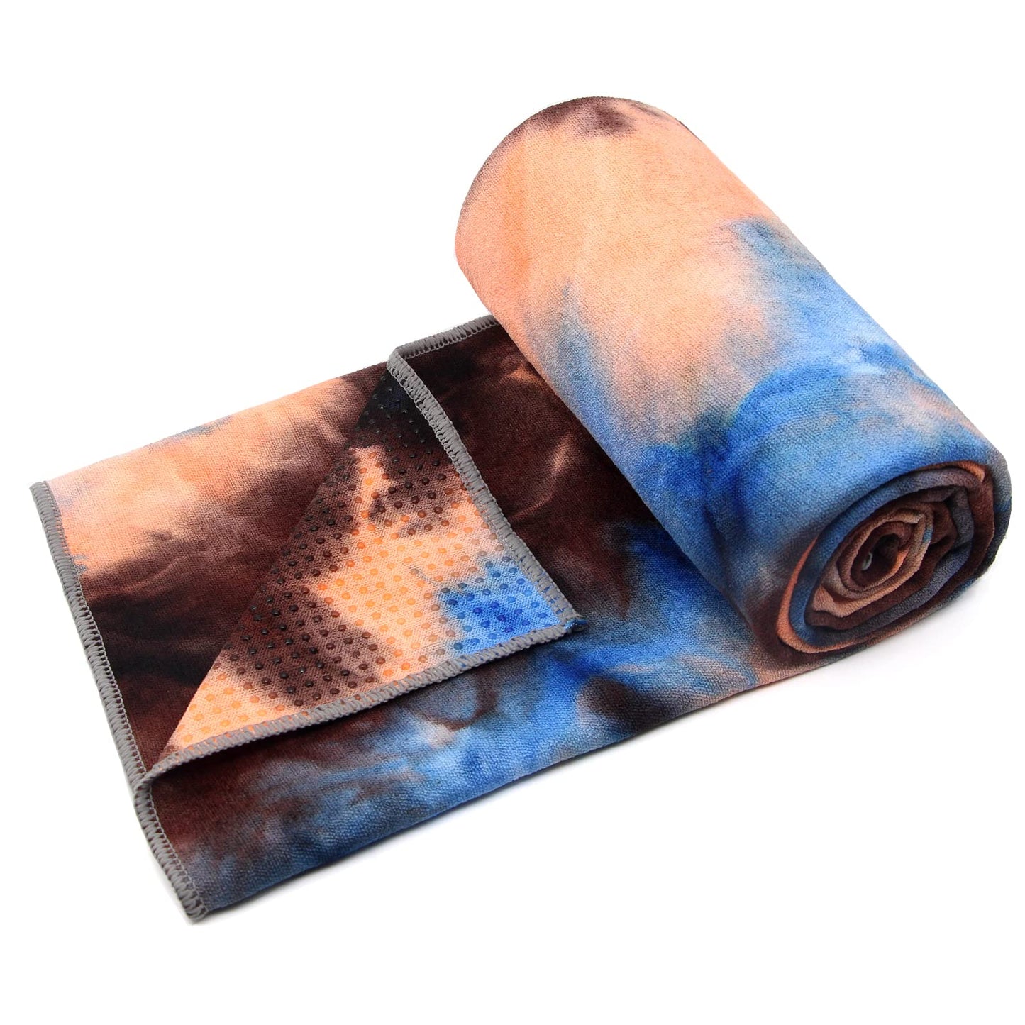Eunzel Yoga Towel,Hot Yoga Mat Towel with Grip Dots Sweat Absorbent Non-Slip for Hot Yoga, Pilates and Workout 24" x72", Purple & Blue