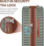 SHOWKOO Luggage Sets 3 Piece Hardside Expandable Suitcase with Double Spinner Wheels Tsa Lock Green (20in/24in/28in)
