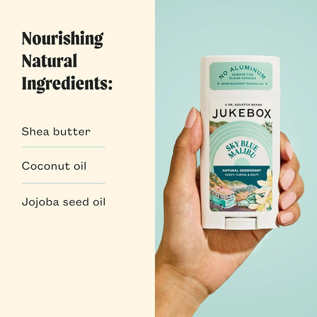 Jukebox Natural Deodorant and Soap Pack for Women– Sky Blue Malibu Scent– Neroli, Orange, Sea Salt- 5 Pack