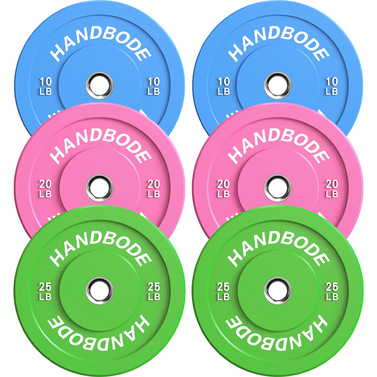 Colored Bumper Weight Plates Olympic Weight Plate Set 2-Inch, 10/15/20/25/35/45/55 lb Barbell Weight Plates Set for Home Gym, Rubber Strength Training Weights Plates for Weight Lifting