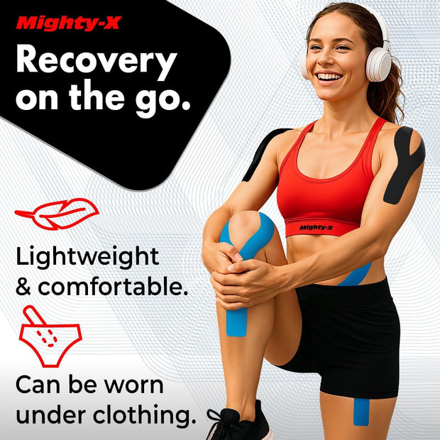 Waterproof Kinesiology Tape - 3 Rolls - Knee Support & Muscle Pain Relief - 16.4 ft Uncut Sports Kinetic Tape for Joint Stability - 50 Instructional Videos