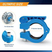 Marcy Adjustable Nylon Resin Olympic (2-inch) Barbell Lock Collar Clips with Quick Release Latch for Weight Training & Fitness Training, Blue, OBC-9BL