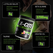 X-CITE Pre-Workout by ATHLEAN-X - Enhanced Formula with Beta-Alanine, Creatine & Caffeine for Ultimate Energy, Endurance, Focus & Muscle Pump, NSF Certified for Sports (22 Servings, Fruit Punch)