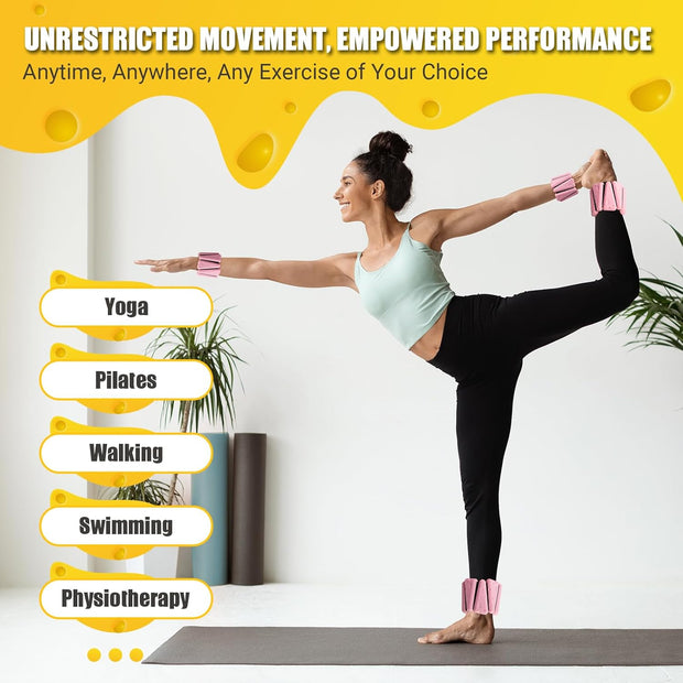 Wrist Ankle Weights Bangles 4lb/2lb for Women, Adjustable Silicone Pilates Weights Bracelet, Heavy Duty Fasteners Wearable Arm & Leg Weights for Yoga, Pilates, Barre, Walking and Gym (Set of 2)