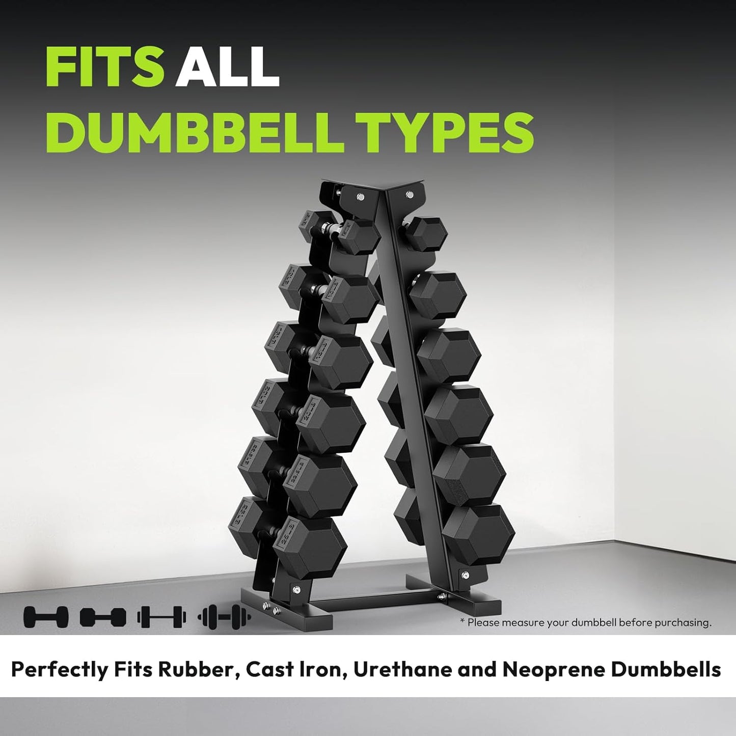 Hex Dumbbell Sets with Rack, 75-300 lb Rubber Encased Dumbbells for Strength Training, Exercise, and Fitness, Home Gym Weight Set with Rack
