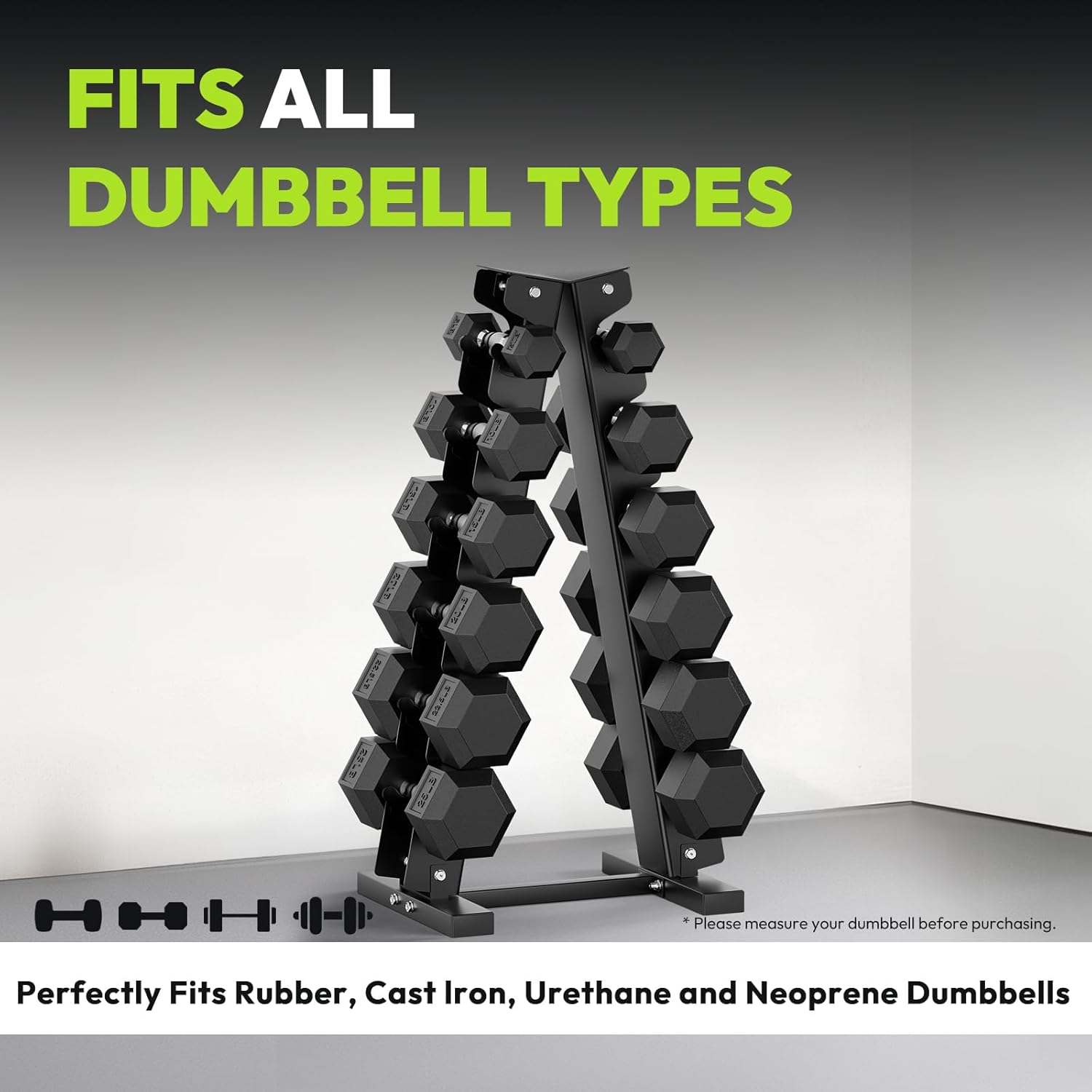 Hex Dumbbell Sets with Rack, 75-300 lb Rubber Encased Dumbbells for Strength Training, Exercise, and Fitness, Home Gym Weight Set with Rack