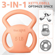 Yes4All Kettlebell 10&15lb Weight with Wide Multigrip Handle for Dumbbell Weights Exercises, Full Body Workout Equipment