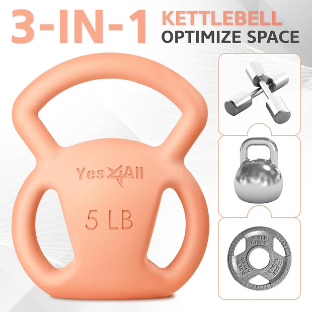 Yes4All Kettlebell 10&15lb Weight with Wide Multigrip Handle for Dumbbell Weights Exercises, Full Body Workout Equipment