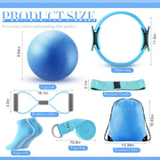 Poen Home Pilates Kit for Women Pilates Equipment Ring and Ball Set with Stretching Strap 8 Resistance Bands Non Slip Socks Gym Back Bags Exercise Equipment for Workout