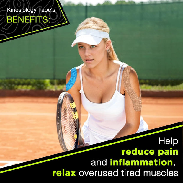 OK TAPE Precut Y-Shape Kinesiology Tape for Shoulder, Knee, Back, 10 Pcs, K Tape Strips, Provide Support & Relieve Discomfort, Water-Resistant Elastic Athletic Tape (3.5" x 10", Black)