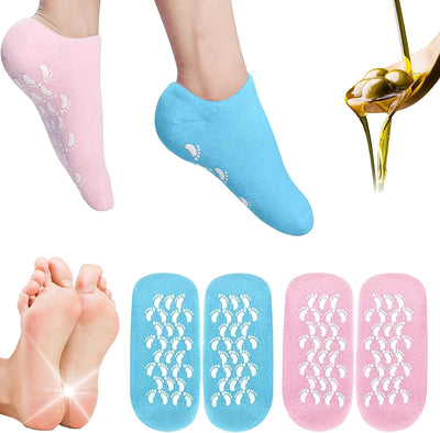 2Pairs Moisturizing Socks - Silicone Socks for Dry Cracked Feet Women - Gel Socks for Dry Cracked Feet Women - Lotion Socks for Repairing and Softening Dry Cracked Feet Skins