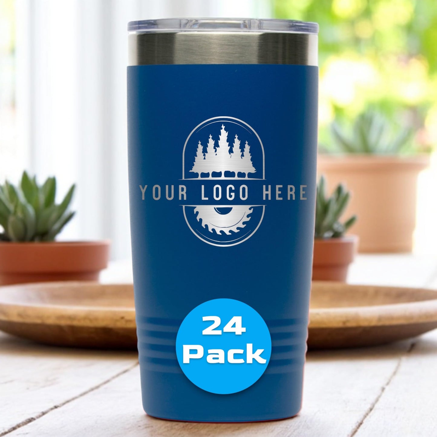 20oz Stainless Steel Tumbler - Upload Your Logo, Custom Engraved, Double Wall Vacuum Insulated Travel Mug, Ideal for Corporate Gifts, Events, and Sports Teams