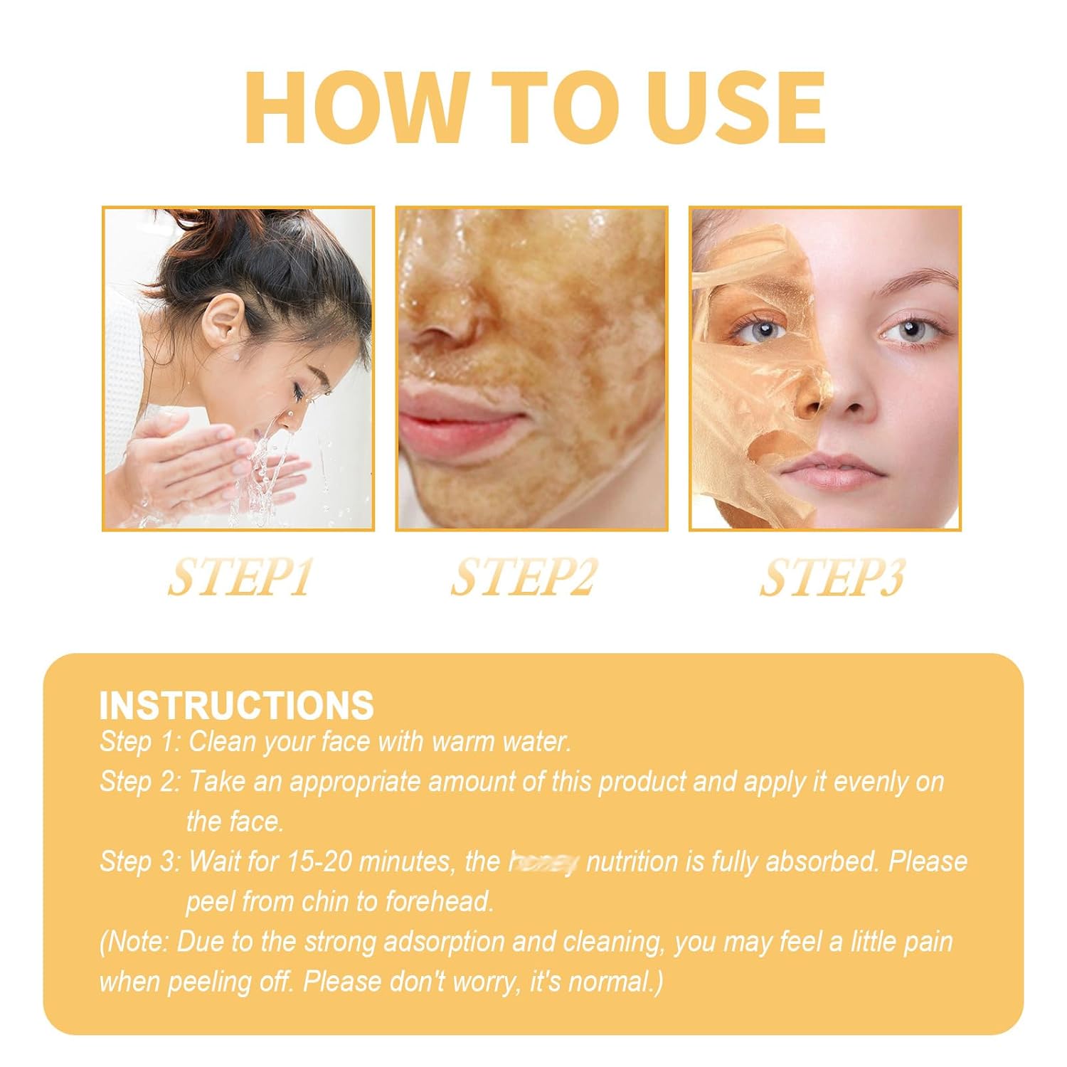 Glowtulip Honey Tearing Mask, Blackhead Control Honey Peel Mask for Face,Face Deep Cleasing & Moisturizing Mask,For All Skin (2PC)