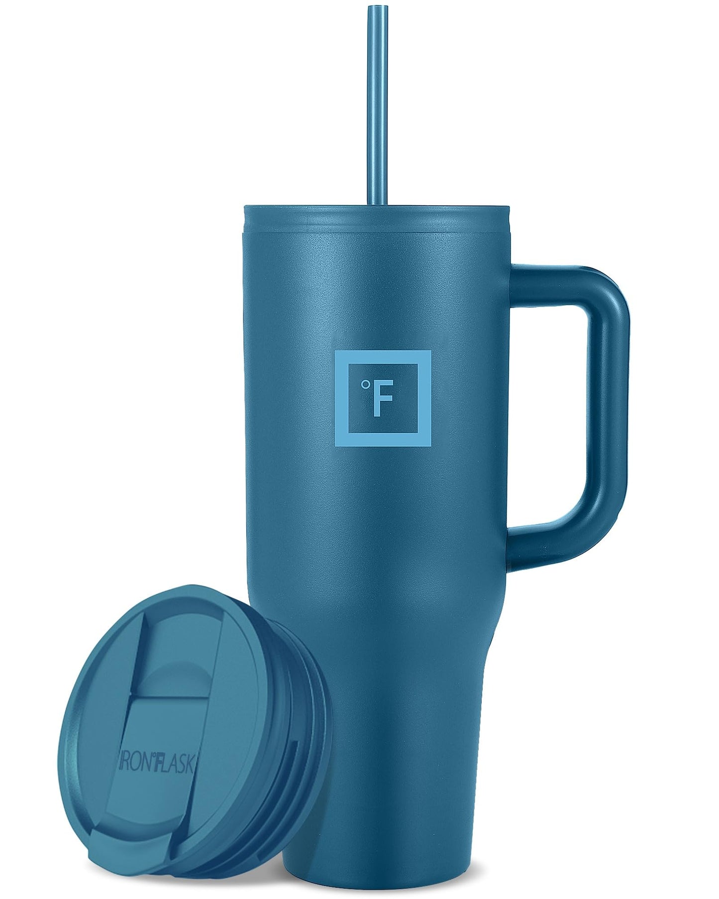IRON °FLASK Co-Pilot Insulated Mug w/Straw & Flip Cap Lids - Cup Holder Bottle for Hot, Cold Drink - Leak-Proof - Water, Coffee Portable Travel Mug - Aurora, 32 Oz