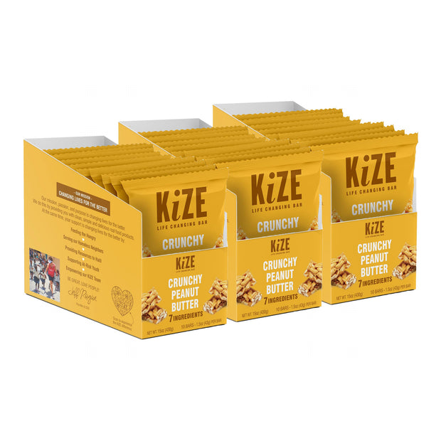 KiZE Energy Bars - Peanut Butter Honey - Gluten Free, Dairy Free, Non-GMO, and High Protein Meal Replacement Energy Bars, Clean and Simple Food Ingredients - 7g High Protein Snacks, (10 Count)