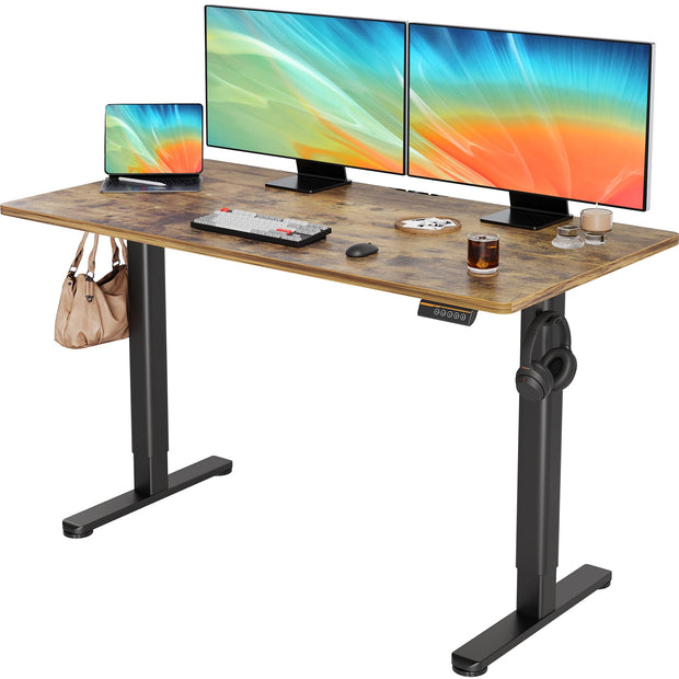 YDN Electric Standing Desk Adjustable Height, 40 x 24 Inches Stand up Desk with Cable Management, Home Office Desks with Splice Board & White Frame, White Top