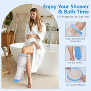 100% Waterproof Extra Wide Leg Cast Cover for Shower with Non-Slip Bottom Reusable Shower Boots Protector for Adult Leg Ankle Foot After Surgery Bandage Dressing Wound Immobilizer/Brace, Walking Boots