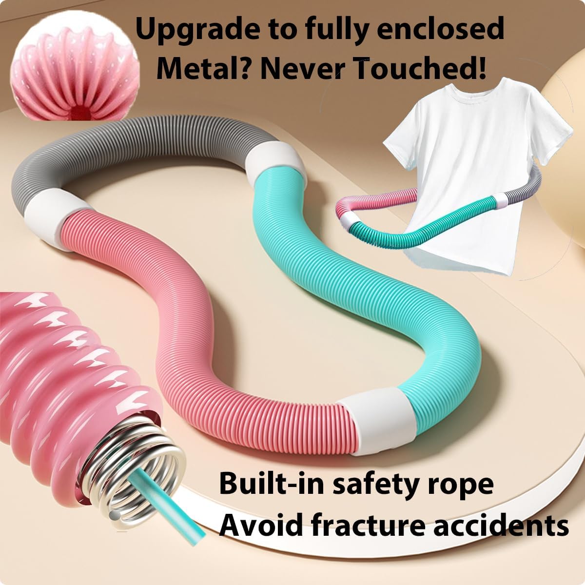 3.3lb Soft Weighted Hula Hoop | Foldable & Adjustable 38"-43" for Adults | Gentle No-Bruise Design, Waist Trainer for Weight Loss | Portable Exercise Ring, Home/Gym/Outdoor