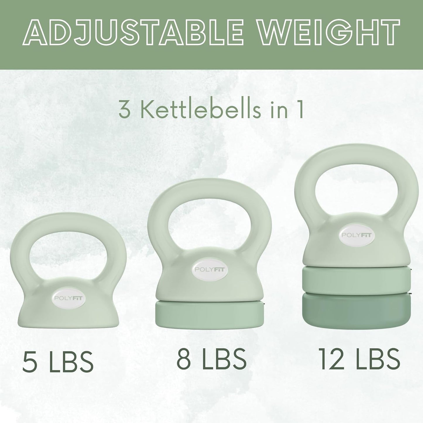 Polyfit Adjustable Kettlebell | 5 lb - 12 lb | Kettlebells Weights Set for Home Gym | Kettle Bell Sets for Women at Home