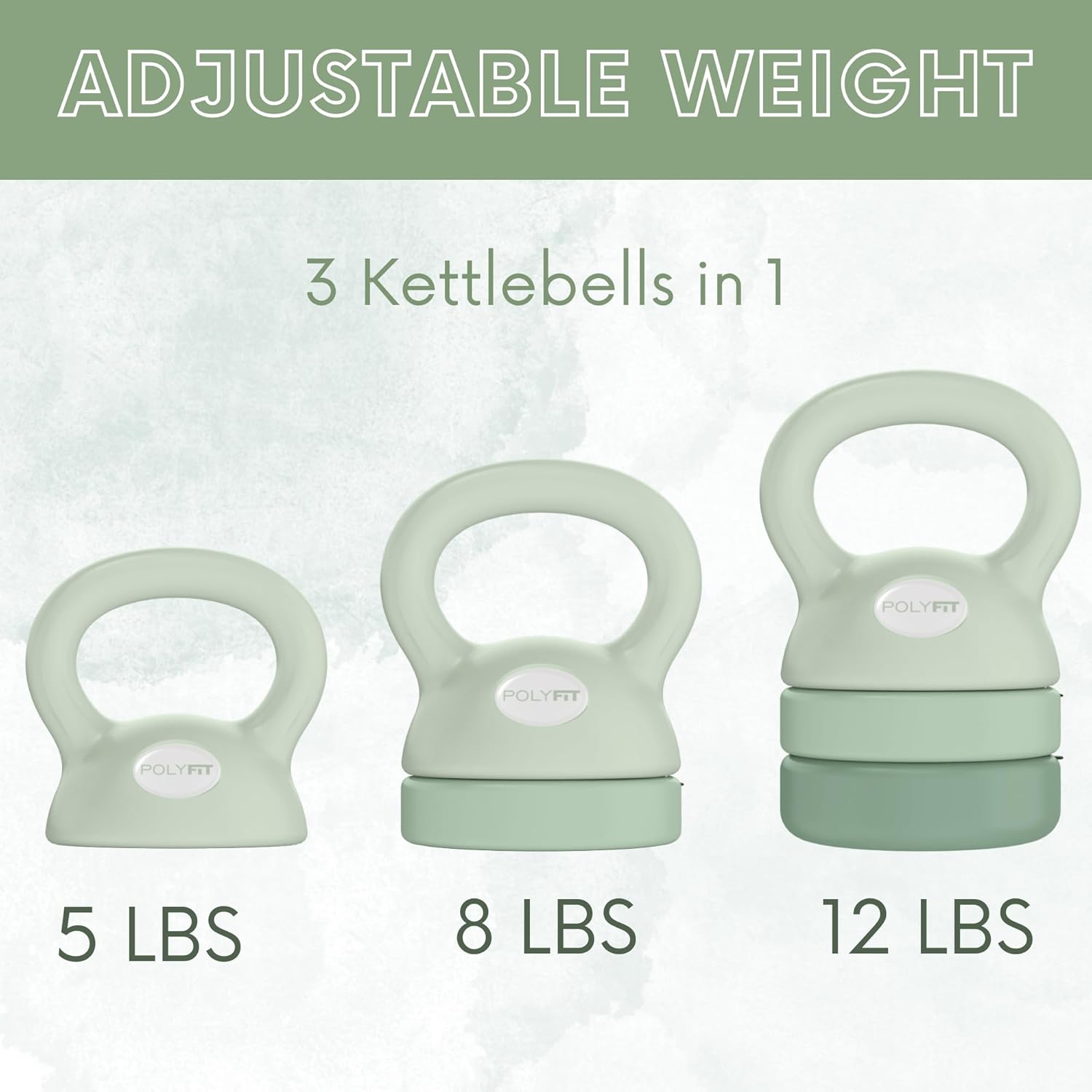 Polyfit Adjustable Kettlebell | 5 lb - 12 lb | Kettlebells Weights Set for Home Gym | Kettle Bell Sets for Women at Home