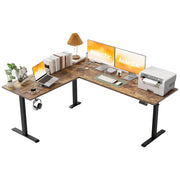 Agilestic L Shaped Standing Desk 63 x 55 inch Adjustable Height, Electric Corner Standing Desk, Sit Stand Computer Table with Splice Board, Rustic Brown