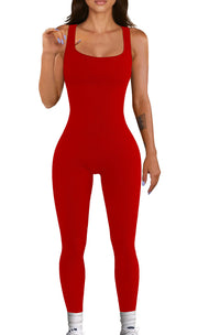 Women Workout Seamless Jumpsuit Yoga Ribbed Bodycon One Piece Tank Top Leggings Romper