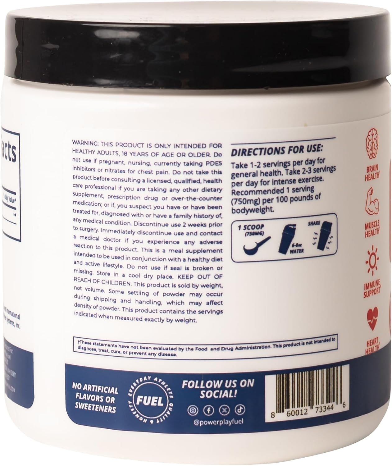 CREATINE HCl Powder for Men and Women, Muscle Strength, Brain Performance, Heart Health & Immune Support - Raw Tart Taste, 90 Servings