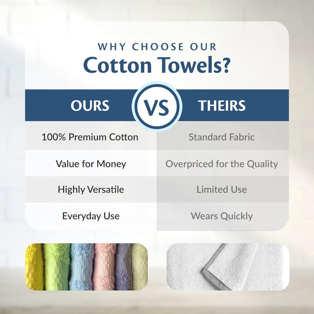 Small and Lightweight Cotton Towels Assorted Pastel Mix 24 x 40 inches Towels (6) Perfect Size for Hair Drying and Small Children