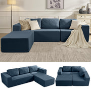 106" Cloud Sectional Couch, Left/Right Facing Convertible Sofa with Deep Seat, L-Shape Modular Upholstered Foam Couch for Living Room Bedroom, No Assembly Required (Corduroy Fabric, Beige)