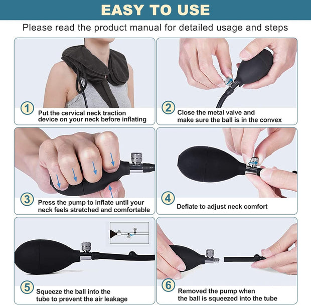 Neck Stretcher, Cervical Traction Device, Neck Traction Device, Adjustable Inflatable Neck Braces for Neck Pain and Support, Neck Stretcher Cervical Traction, Neck Decompression Home Use (Gray)