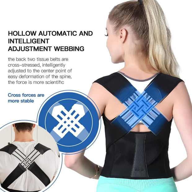 Posture Corrector for Women and Men,Adjustable Shoulder Straightener,Back Support Brace,Upper Spine scoliosis, hunchback (Medium)