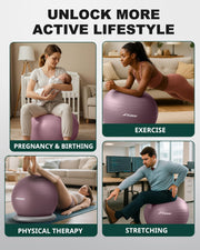 Trideer Exercise Yoga Ball Chair with Base for Home Office Desk, Stability & Fitness Ball Seat to Relieve Back Pain, Home Gym Workout for Abs, Pregnancy Ball with Pump