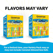 Quantum Energy Square: Energy Bar with Caffeine & 10g Protein. Delicious Healthy Snack On The Go. (Vegan, Gluten-free, Soy-free, Dairy-free) (Variety 12-Pack)