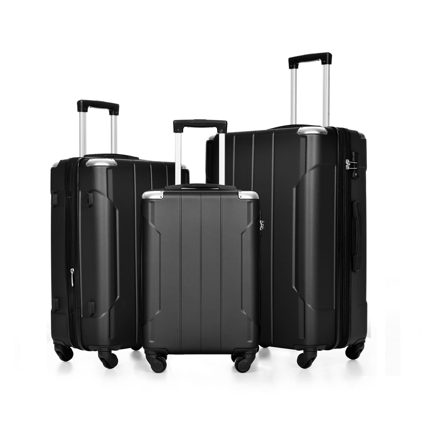 Merax Luggage Sets 3-Piece Hardshell with Spinner Wheels Lightweight Suitcase with Corner Guards (Green, 20/24/28)