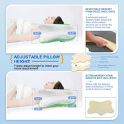 Pain Relief Cervical Pillow for Neck Support,Adjustable Ergonomic Pillow Cozy Sleeping,Odorless Orthopedic Memory Foam Pillows,Contour Bed Pillow for Side Back Stomach Sleeper
