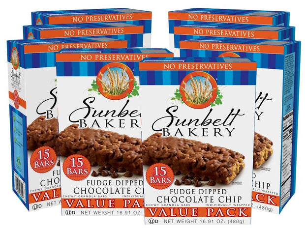 Sunbelt Bakery Fudge Dipped Chocolate Chip Chewy Granola Bars, Value Pack, 15 Count (Pack of 1)