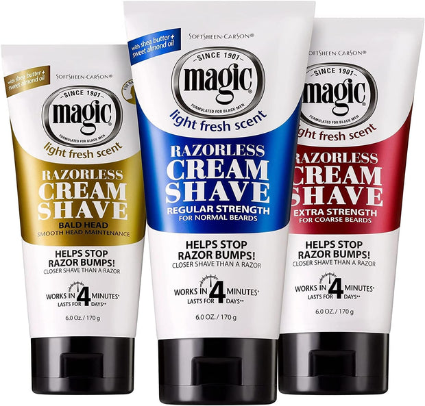Magic Razorless Cream Shave Bald Head 6 Ounce Tube (177ml) (6 Pack)