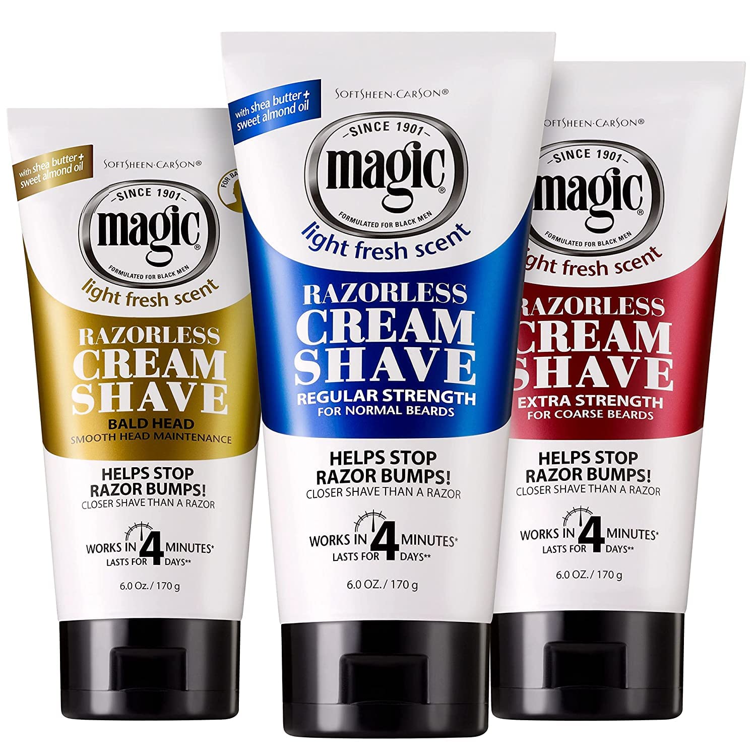 Razorless Shaving Cream for Men Magic, Hair Removal Cream, for Bald Head Maintenance, No Razor Needed, Depilatory Cream Works in 4 Minutes for Coarse Curly Hair, 6 oz