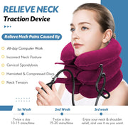 Neck Stretcher, Cervical Traction Device, Neck Traction Device, Neck Pain Relief, Adjustable Inflatable Neck Brace & Neck Stretcher Cervical Traction, Neck Decompression Home Use (Purple)