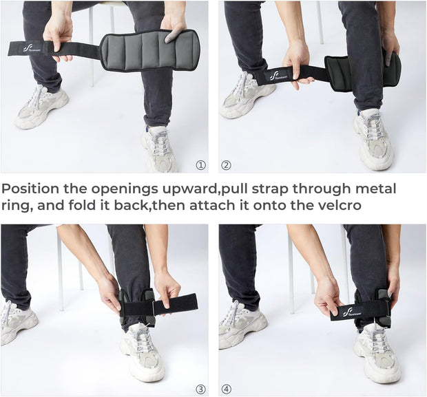 Sportneer Adjustable Ankle Weights for Women and Men 7 lbs/Pair Adjustable Leg Weights with Secure Straps, Strength Training Weighted for Yoga, Walking, Running, Aerobics, Gym, Physical Therapy