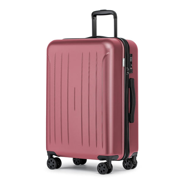 KYME Suitcase Hardshell With Double Spinner Wheels, PC+ABS TSA Lock Travel Luggage (Pink, 2Pcs Set(20"/24"))