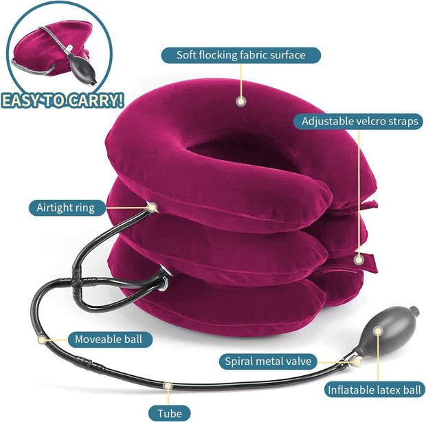 Neck Stretcher, Cervical Traction Device, Neck Traction Device, Adjustable Inflatable Neck Braces for Neck Pain and Support, Neck Stretcher Cervical Traction, Neck Decompression Home Use (Gray)