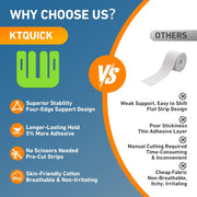 PreCut Kinesiology Tape for Knees, 12PCS Upgraded Waterproof KTQUICK Knee Tape for Knee Pain Relief Pre Cut, Original Cotton Athletic Knee Tape, Waterproof&Hypoallergenic Latex-Free for Sports (Black)