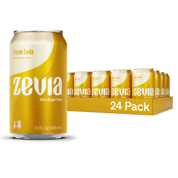 Zevia Zero Sugar Soda, Cola, 12 oz Cans (24-Pack) – Naturally Sweetened, Zero Calorie Sugar Free Soda - Non-GMO Project Verified, Gluten-Free, Vegan