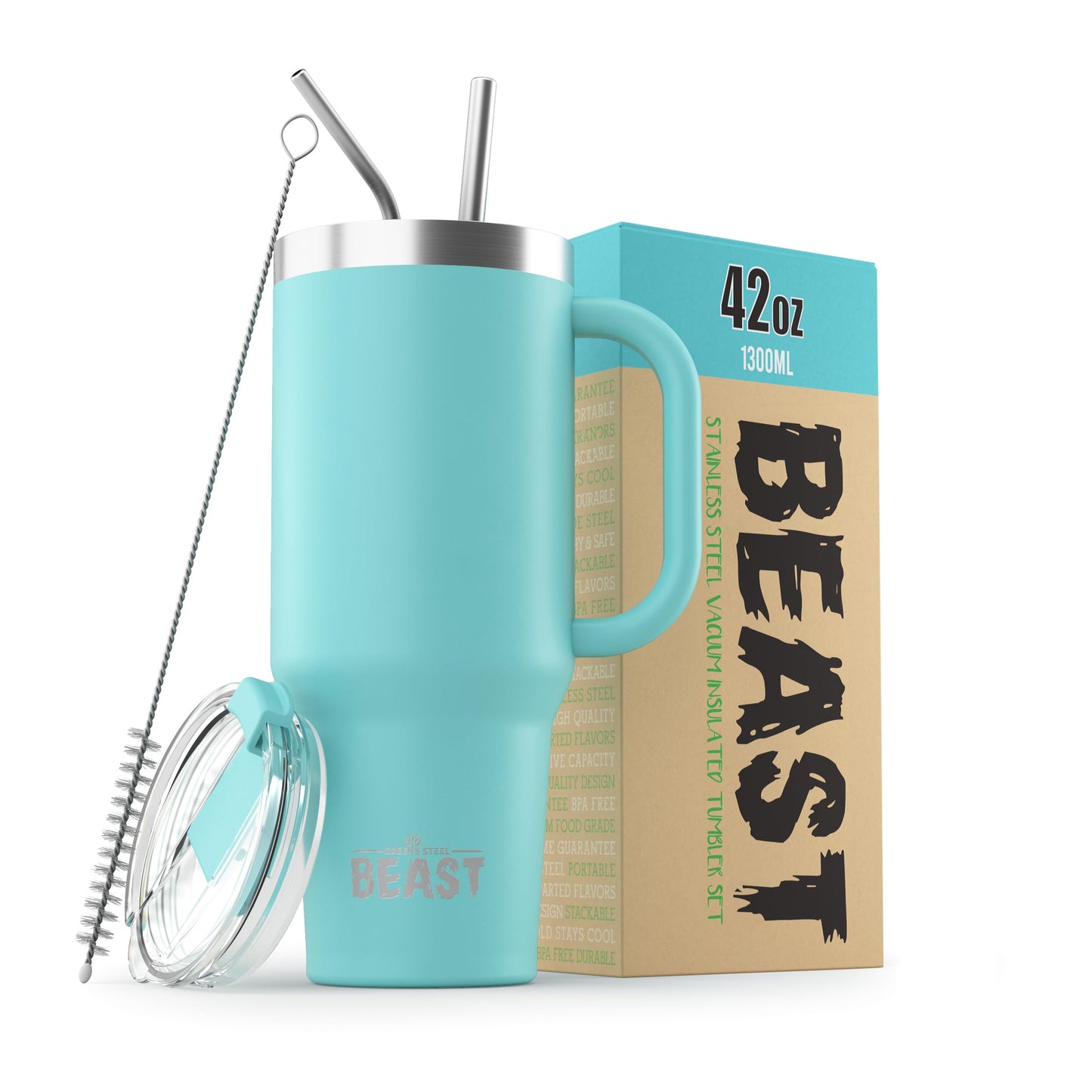 Beast 50 oz Tumbler Stainless Steel Vacuum Insulated Coffee Ice Cup Double Wall Travel Flask (Arctic White)