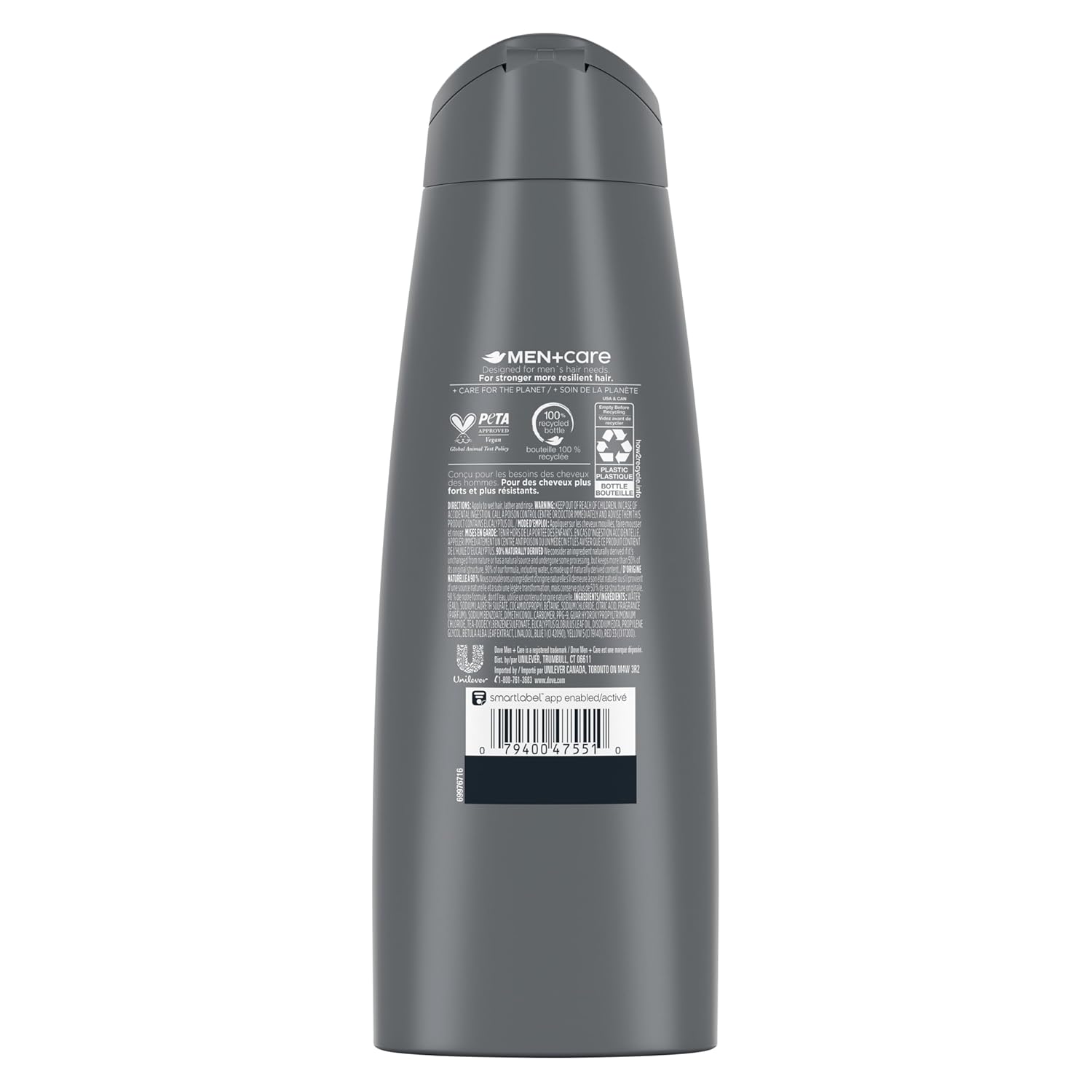 DOVE MEN + CARE 2 in 1 Shampoo & Conditioner Eucalyptus & Birch For Healthy-Looking Hair Naturally Derived Plant Based Cleansers 12 oz